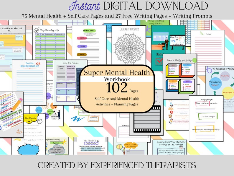 CBT Therapy Worksheets Complete Bundle for Anxiety Panic Stress Worry ...