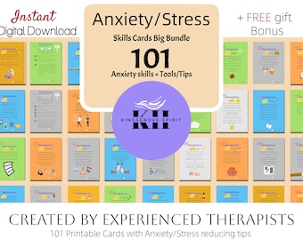 Anxiety Coping Skills Cards Stress Relief Gift Anxiety Reduction Solutions Best Techniques For Stress Management Therapy Office Decor