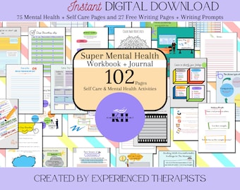 CBT Journal Therapy Worksheets And Printable Mental Health Workbook With Tools Prompts And Planning Pages For Anxiety Stress And Depression