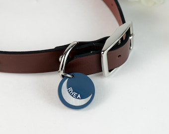 Targhetta per cani con luna, targhetta personalizzata per cani, targhetta con nome, regalo per animali domestici, targhetta personalizzata per cani, targhetta in acrilico per cani, compleanno del cane, targhetta per animali domestici, targhetta unica per cani, regali per cani
