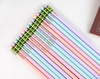 Personalized Pastel Pencils, Personalized Ticonderoga Pencils, Custom Engraved Pencils, Back to School Gift Set, Personalized School Items