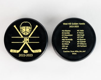 Engraved Hockey Puck, Personalized Hockey Puck, End of Season Hockey Gifts for Coach, Sports Memorabilia, Coach Gifts, Ice Hockey Gifts