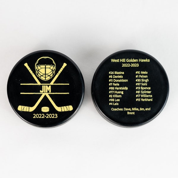 Engraved Hockey Puck, Personalized Hockey Puck, End of Season Hockey Gifts for Coach, Sports Memorabilia, Coach Gifts, Ice Hockey Gifts