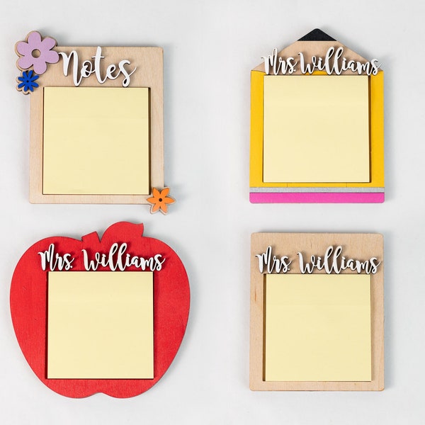 Personalized Sticky Note Holder Teacher, Notepad Holder Personalized, End of Year Teacher Gift, Custom Teacher Appreciation Gifts From Class