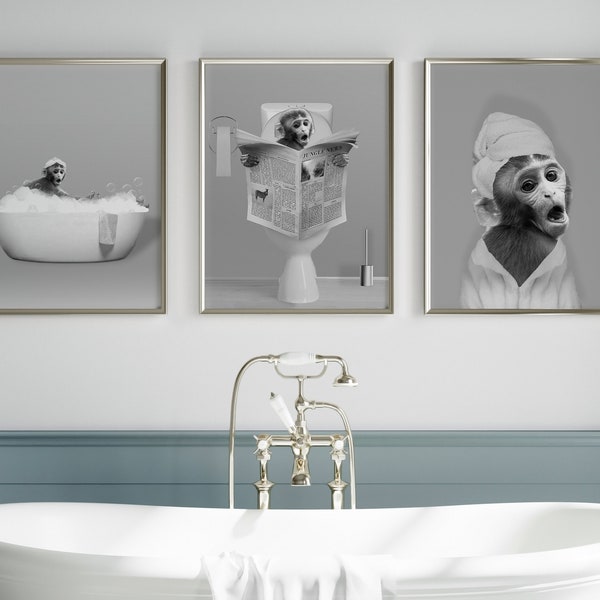 Monkey Bathroom Set - Etsy