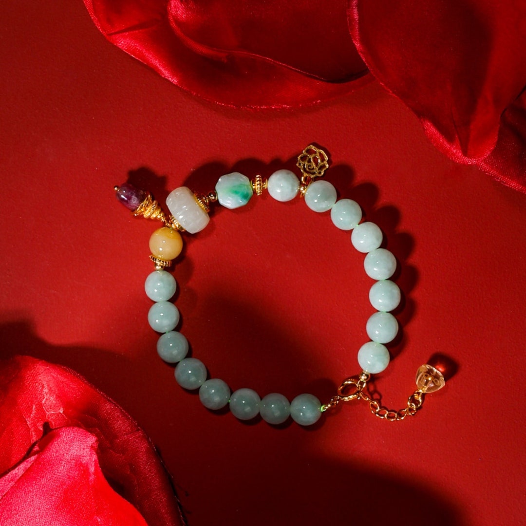 Yin Yang Jadeite Bracelet natural Jadeite 8mm Braceletthe Etsy