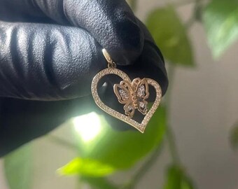 10K Yellow Gold Butterfly Pendant
