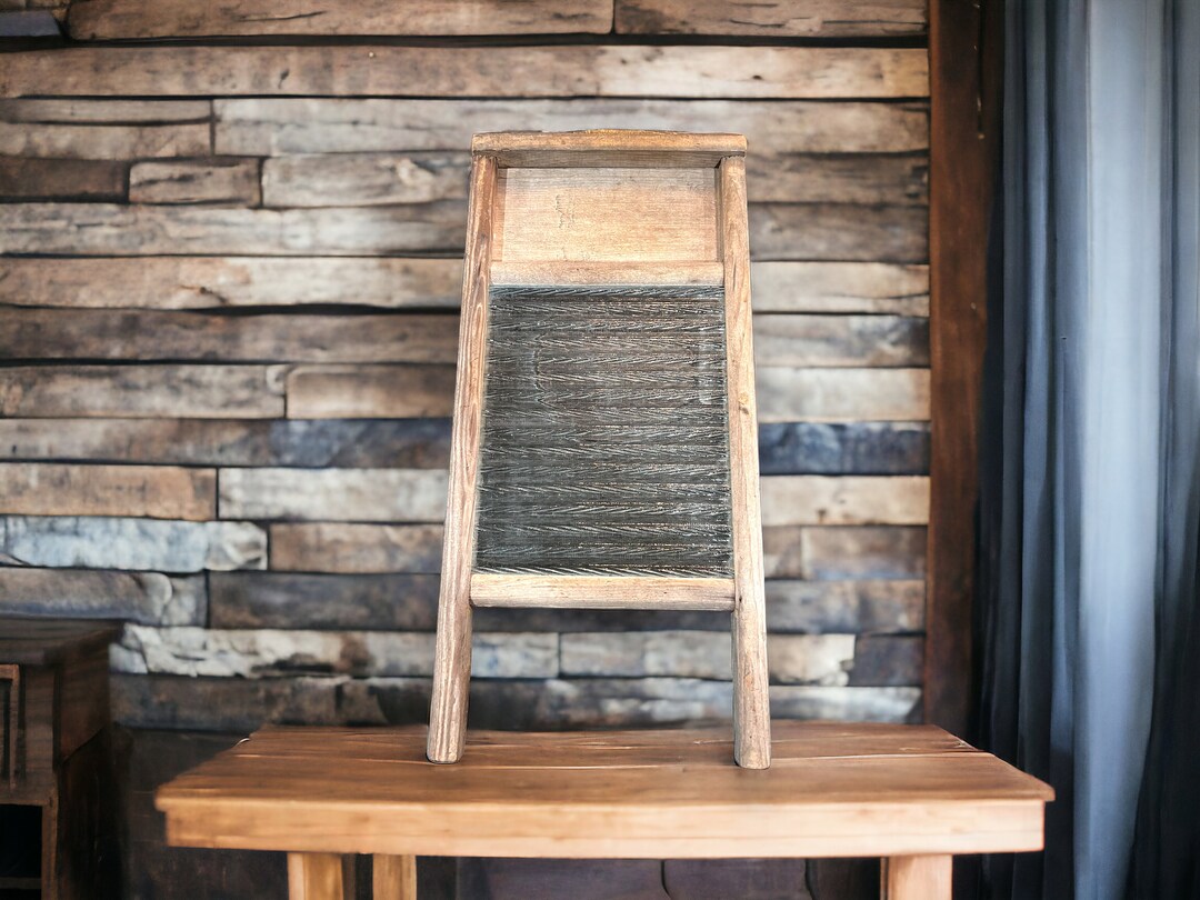 1930s Travel Washboard by Columbus Washboard Company Rustic Wood and