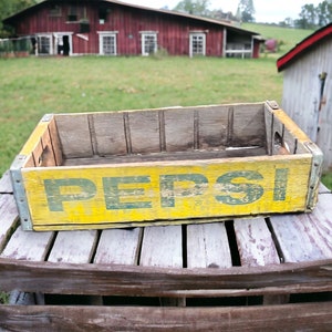 Vintage Pepsi Dekor Vintage Pepsi Kiste Sammler Kiste Authentisches Holz Gelb Pepsi Cola Sammler Mancave Dekor Vintage Decor Geschenk