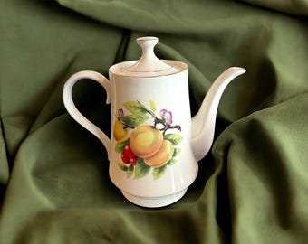 1940s MCM Cream & Gold Fruit Teapot - Vintage Formalities Decor