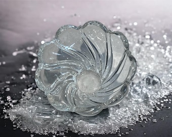 Vintage Mikasa Kristallschale: 1980s Pfefferminz-Swirl Design