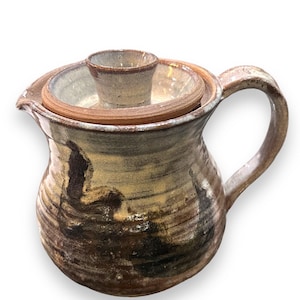 Maceta de cerámica esmaltada estilo bohemio: decoración de cocina de gres artesanal firmada