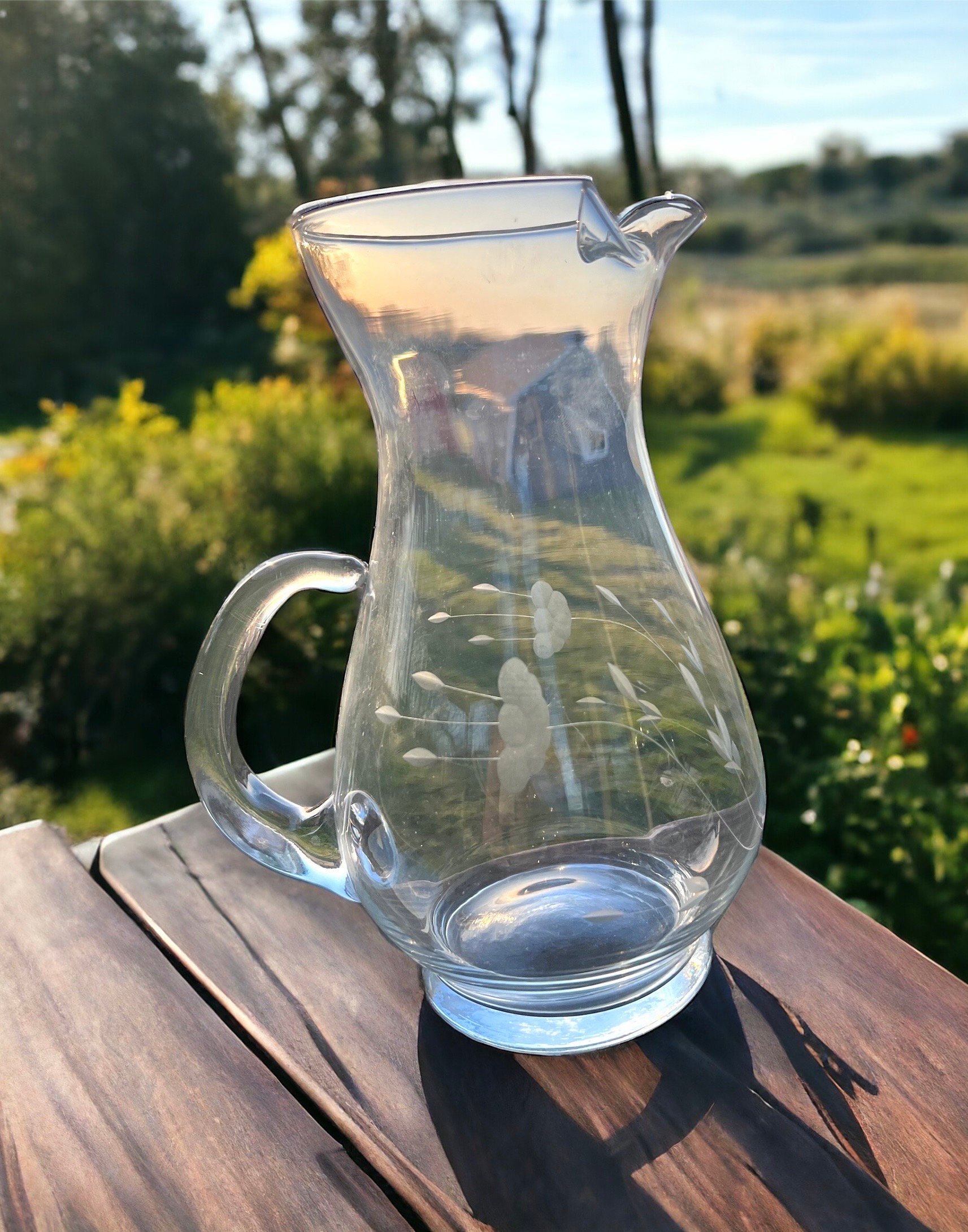 Midcentury Modern Glass Pitcher Princess House Heritage