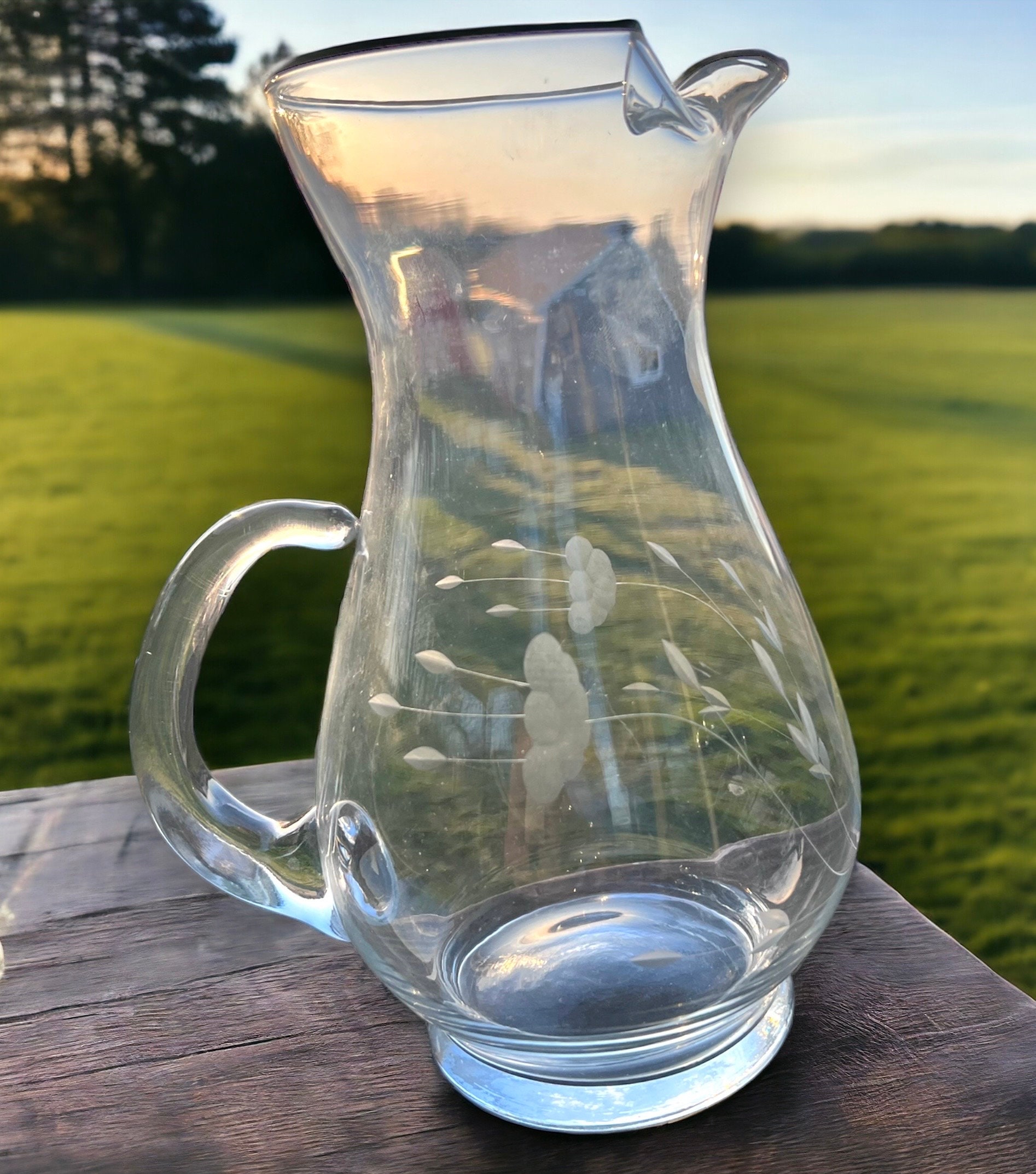 Midcentury Modern Glass Pitcher Princess House Heritage
