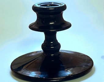Antieke Fostoria Amethyst zwarte glazen kandelaar