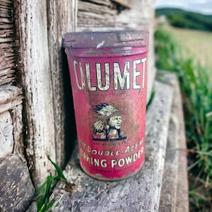 Antique Calumet Baking Powder Tin: 1920s Chippy Red Kitchen Decor