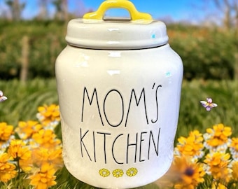 Rae Dunn "Mom's Kitchen" Canister: Yellow Daisy Decor