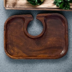 Mid-Century Modern Teak TV Trays with Drink Holders - Set of 4