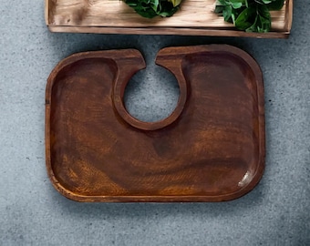 Mid-Century Modern Teak TV Trays with Drink Holders - Set of 4