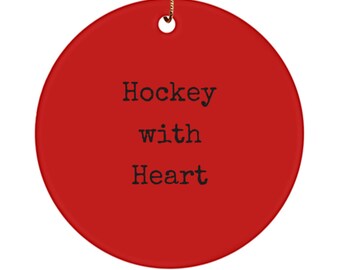 Gift for hockey players, Christmas ornaments, hockey with heart