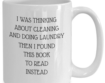 Mug reading lover. Laundry Avoidance, Book Lover Gift