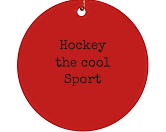 Hockey Lover Gift: Round Ceramic Christmas Ornament