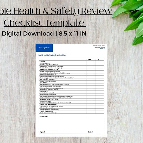 Health and Safety Checklist Template - Etsy