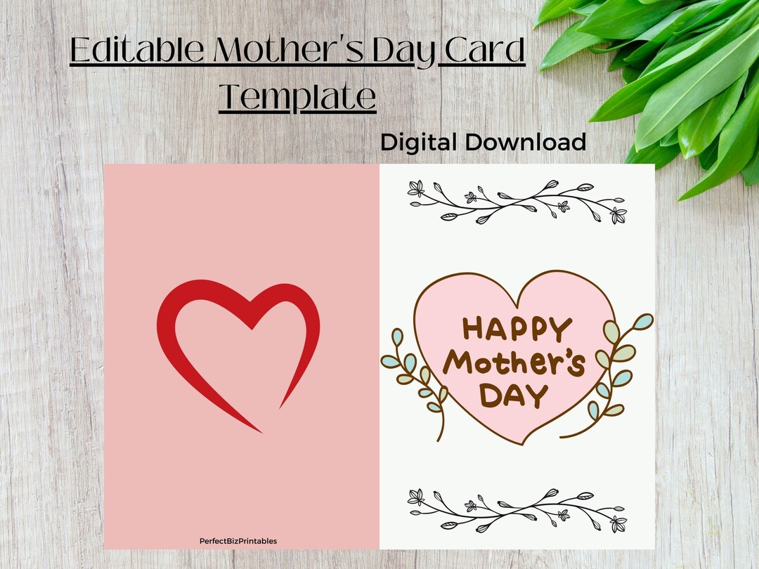 Editable Mother's Day Card Printable Mother's Day Card for Families and ...