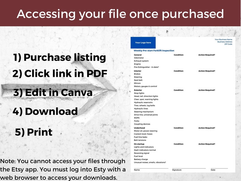 Editable Prestart Forklift Inspection Template, Forklift Safety