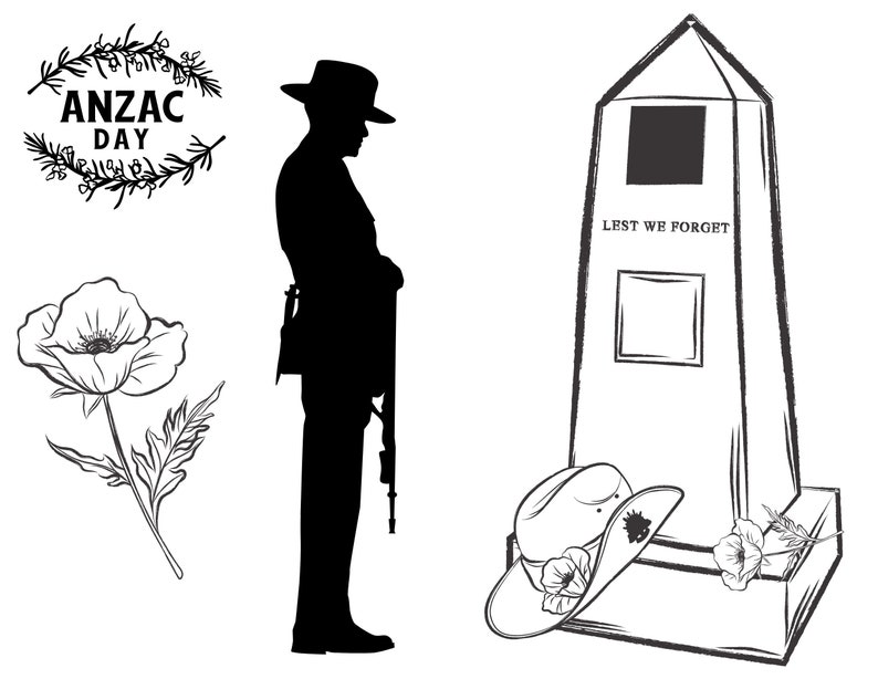 Printable ANZAC Day Color in Template, Printable Memorial Template