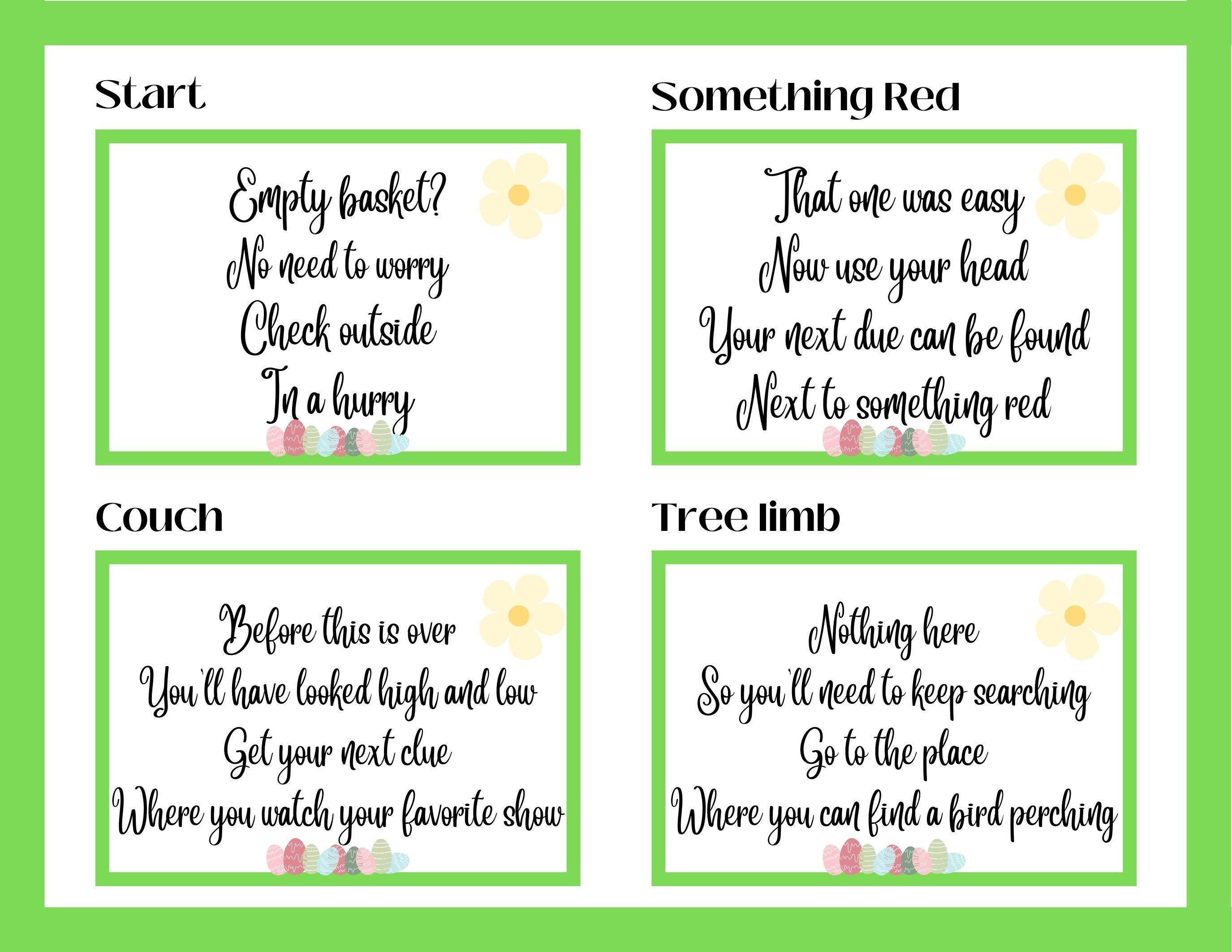 Easter Scavenger Hunt, Easter Egg Scavenger Hunt Clues, Treasure Hunt