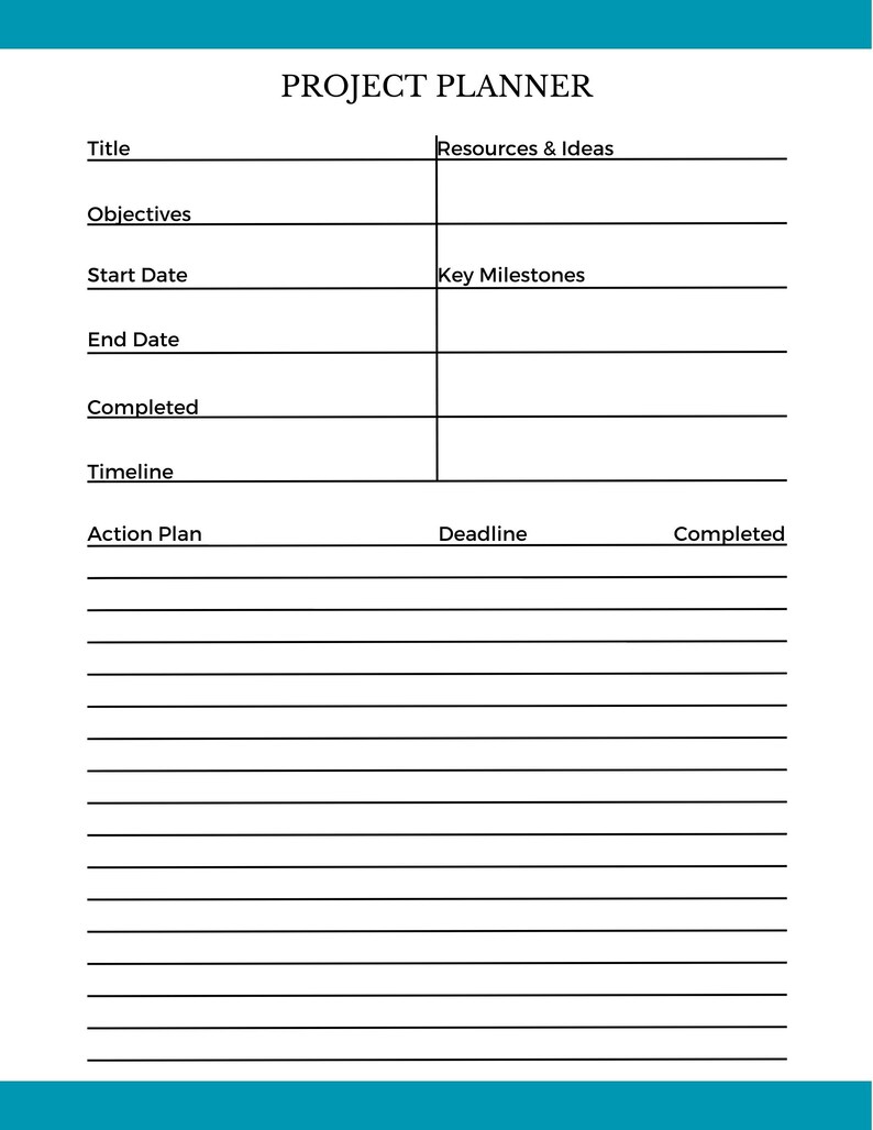 Project Planner Template, Project Planner Printable, Project Management Template - Etsy