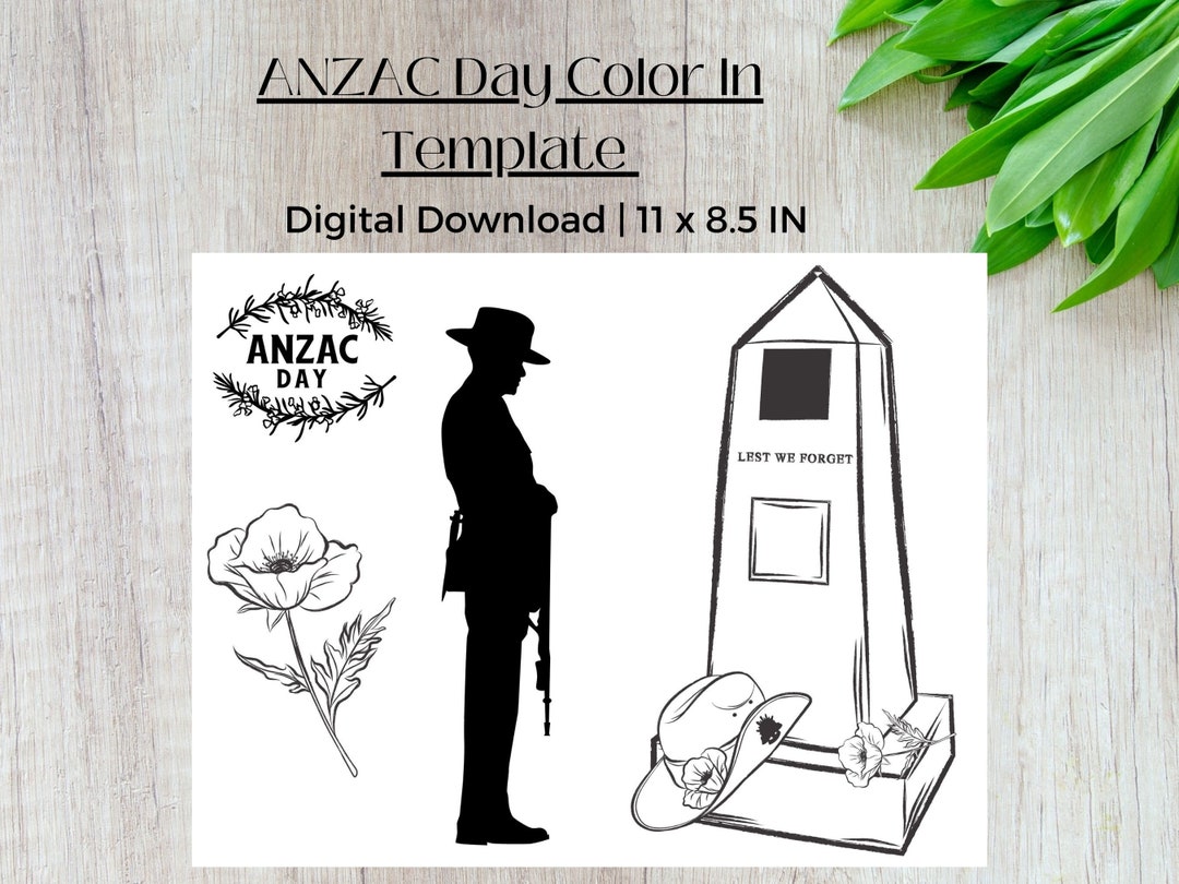 Printable ANZAC Day Color in Template, Printable Memorial Template ...