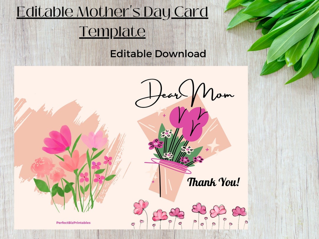 Editable Mother's Day Card Printable Mother's Day Card for Families and ...