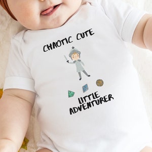 DND baby onesie, dungeons and dragons baby shower gift, roleplaying child, new born gift, d&d shower present, chaotic cute,little adventurer