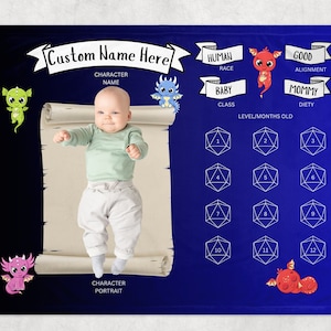 Baby milestone blanket, DND baby gift, dungeons and dragons baby shower gift, role playing child gift, new born gift, d&d shower present