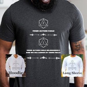 DnD Shirt, Funny Dungeons and Dragons Game Shirt, Funny D&D Shirt, D and D Role Playing, Dungeons and Dragons T-Shirt, action critical fail
