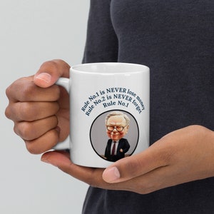 Warren Buffett Rules of Investing Bobble Head mug Gift Ideas Gift for Friend Stock Traders Coworker