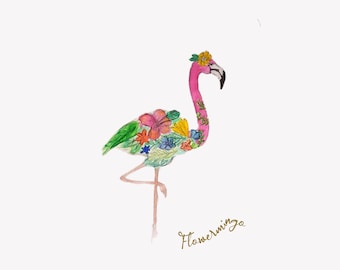 UNIQUE FLAMINGO DESIGN Mug | Floral Flamingo Coffee Mug | Funny Tropical Island Vacation Gift | Bird Lover Flamingo Gift | Ceramic Tea Mug |