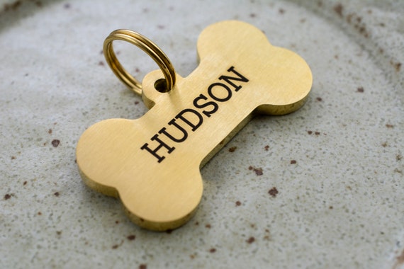 Personalized Bone Dog Tag | Thick 3mm Pet ID Tag shaped like a dog bone | Custom dog tag with pet name and owner information