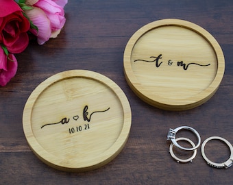 Personalized Bamboo Ring Dish: Engraved Engagement Ring Holder