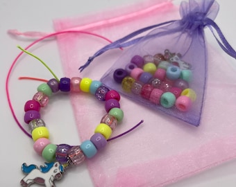 Unicorn Bead Bracelet Mini Craft Kit - Kids Crafts - Children's Crafts - Kids Activities - Beading - Gift Idea - Stocking Filler - Party Bag