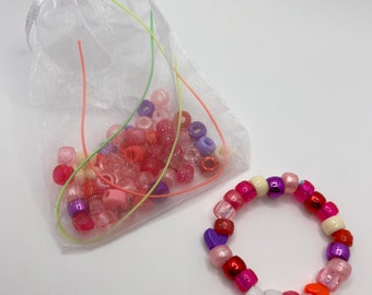 Heart Bead Bracelet Mini Craft Kit - Kids Crafts - Children's Activities - Gift Idea - Stocking Filler - Party Bag