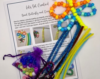 Bead Butterfly & Dragonfly Mini Craft Kit - Children's Craft Kit - Kids Crafts -Party Favour - Gift Ideas - Stocking Filler