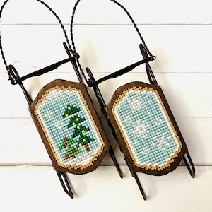 PDF Winter sleds cross stitch pattern, ornament, christmas, tree decoration