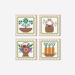 PDF Frühling Kreuzstichmuster, Ornament, Frühling, Ostern, Glück, Kreuzstichvorlage, St Patrick's Day, Blumen, Eier, Karotten, Körbe