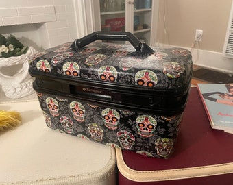 Vintage Train Case Revived Day of the Dead