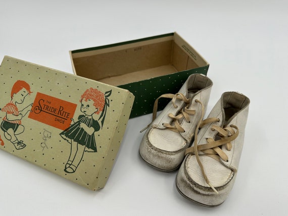 Vintage leather baby shoes Stride Rite in box - image 1