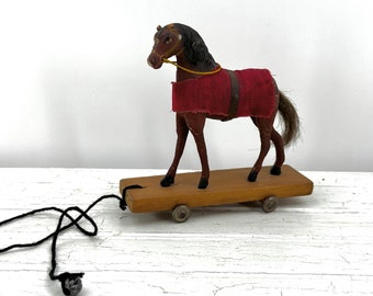 antique horse pull toy