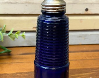 Hazel Atlas cobalt blue glass ribbed shaker